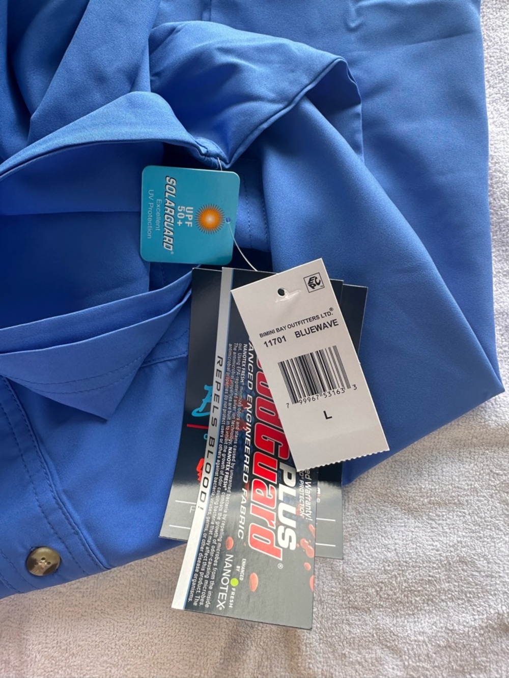 Bimini Bay Men's Blue Button-Fishing Shirt NWT - Picture 2 of 4